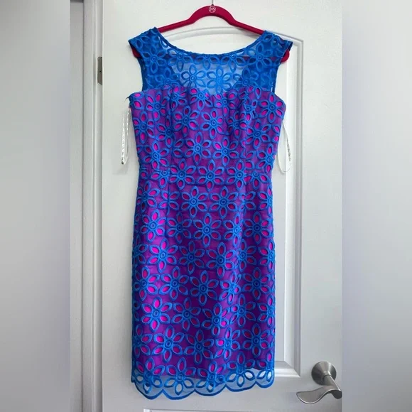 Rare!!! Lilly Pulitzer Pink/Blue/Purple Gorgeous Coctail Dress size 8 - Picture 14 of 16